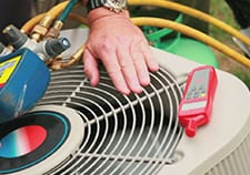 Technician servicing an hot-water heater